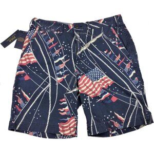 NEW Polo Ralph Lauren Relaxed Fit 10" Shorts 32 All Over US Flag Americana Print